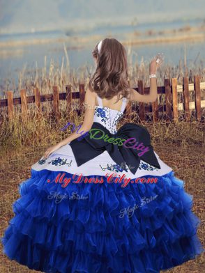 On Sale Sleeveless Embroidery and Ruffled Layers Lace Up Child Pageant Dress