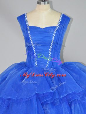 Sleeveless Lace Up Floor Length Beading and Ruffled Layers Sweet 16 Quinceanera Dress