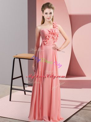 Sleeveless Lace Up Floor Length Hand Made Flower Dama Dress