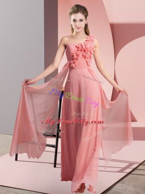 Sleeveless Lace Up Floor Length Hand Made Flower Dama Dress