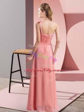 Sleeveless Lace Up Floor Length Hand Made Flower Dama Dress