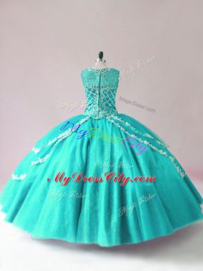 Luxurious Tulle Sleeveless Floor Length Sweet 16 Quinceanera Dress and Beading