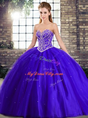 Sleeveless Brush Train Beading Lace Up Vestidos de Quinceanera