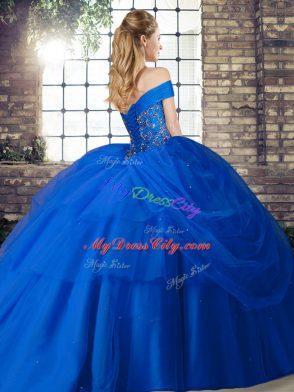 Luxurious Tulle Sleeveless Quince Ball Gowns Brush Train and Beading and Pick Ups