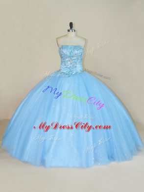 Sophisticated Tulle Sleeveless Floor Length Quinceanera Gowns and Beading