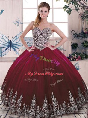 Captivating Floor Length Burgundy Vestidos de Quinceanera Sweetheart Sleeveless Side Zipper