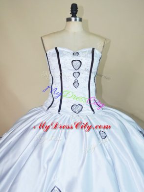 Sleeveless Lace Up Floor Length Embroidery and Ruffled Layers Ball Gown Prom Dress