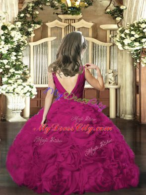 Sleeveless Floor Length Beading and Ruching Backless Glitz Pageant Dress with Purple