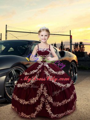 Sleeveless Embroidery Lace Up Little Girls Pageant Dress