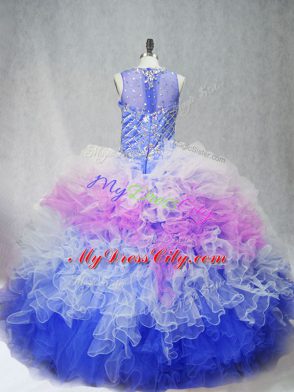 Eye-catching Multi-color Sleeveless Tulle Zipper Sweet 16 Dress for Sweet 16 and Quinceanera