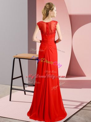 Flare Beading Prom Party Dress Gold Zipper Sleeveless Floor Length