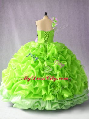 Floor Length Lace Up Ball Gown Prom Dress for Sweet 16 and Quinceanera with Ruching and Hand Made Flower