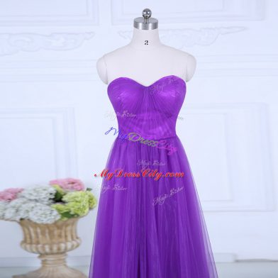 Smart Empire Court Dresses for Sweet 16 Eggplant Purple Sweetheart Tulle Sleeveless Floor Length Zipper