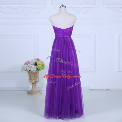 Smart Empire Court Dresses for Sweet 16 Eggplant Purple Sweetheart Tulle Sleeveless Floor Length Zipper