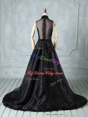 Black Sleeveless Beading Zipper Pageant Dress for Girls