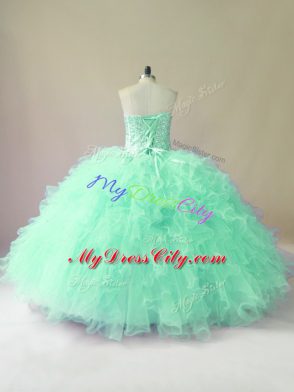 Eye-catching Tulle Sleeveless Floor Length Quinceanera Gowns and Beading and Ruffles