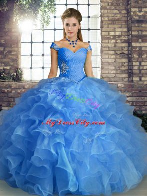 Beautiful Sleeveless Beading and Ruffles Lace Up 15 Quinceanera Dress