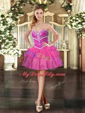 Edgy Sleeveless Beading and Ruffled Layers Lace Up 15th Birthday Dress