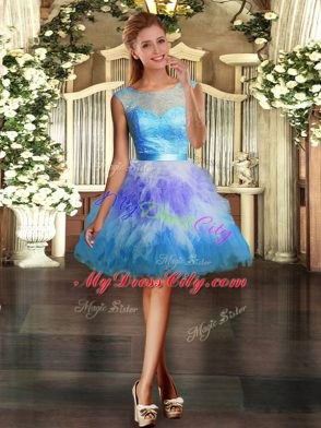 Vintage Lace and Ruffles Sweet 16 Quinceanera Dress Multi-color Backless Sleeveless Floor Length