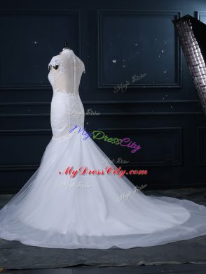 Clasp Handle Wedding Dress White for Wedding Party with Lace Court Train