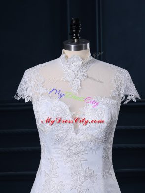 Clasp Handle Wedding Dress White for Wedding Party with Lace Court Train