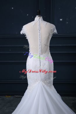 Clasp Handle Wedding Dress White for Wedding Party with Lace Court Train