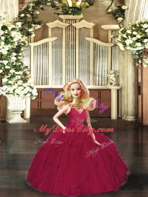 Cute Burgundy Sweet 16 Dress Sweet 16 and Quinceanera with Ruching V-neck Sleeveless Lace Up