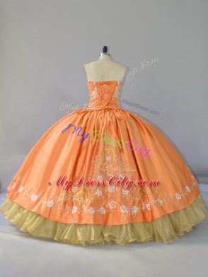 Stylish Floor Length Orange Quinceanera Dress Sweetheart Sleeveless Lace Up