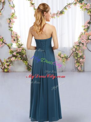 Floor Length Dark Green Wedding Party Dress Chiffon Sleeveless Ruffles