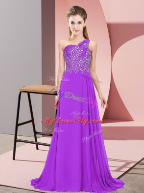 Discount Sleeveless Side Zipper Floor Length Beading Prom Gown