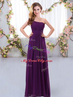 Sleeveless Zipper Floor Length Ruching Bridesmaid Dress