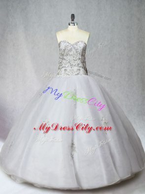 Floor Length Ball Gowns Sleeveless White Sweet 16 Dresses Zipper