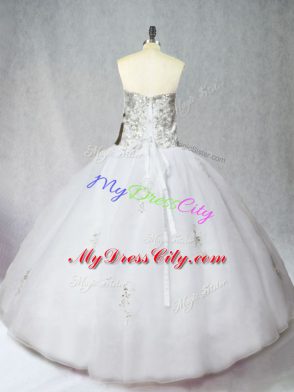 Floor Length Ball Gowns Sleeveless White Sweet 16 Dresses Zipper