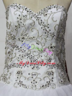 Floor Length Ball Gowns Sleeveless White Sweet 16 Dresses Zipper