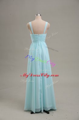 Decent Blue Sleeveless Chiffon Zipper for Prom and Party and Military Ball