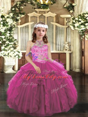 Excellent Sleeveless Beading and Ruffles Lace Up Pageant Dress Toddler