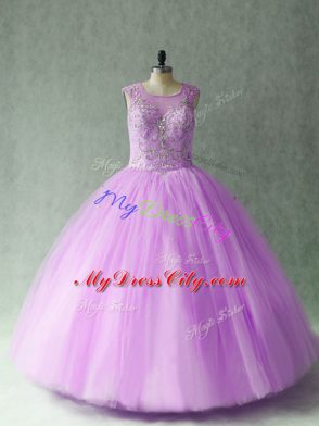 Dramatic Sleeveless Beading Lace Up 15th Birthday Dress