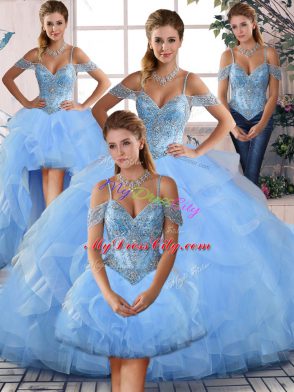 Decent Beading and Ruffles Lace Up Quinceanera Gowns