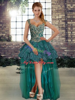 Admirable Green Sleeveless Beading and Appliques Floor Length Sweet 16 Dresses