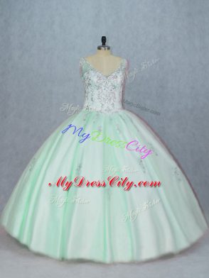 Fantastic Sleeveless Lace Up Floor Length Beading and Appliques Sweet 16 Quinceanera Dress