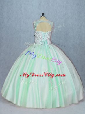 Fantastic Sleeveless Lace Up Floor Length Beading and Appliques Sweet 16 Quinceanera Dress