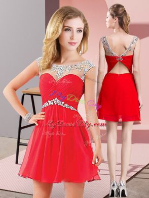 Extravagant Sleeveless Backless Mini Length Beading Prom Evening Gown