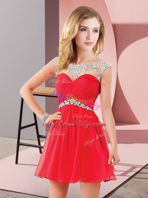 Extravagant Sleeveless Backless Mini Length Beading Prom Evening Gown