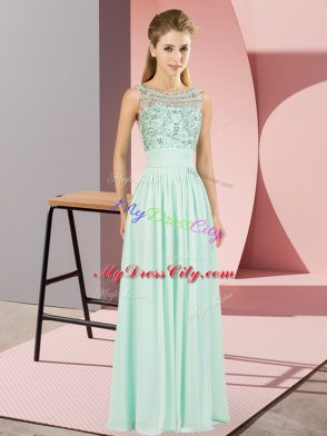 Chiffon Scoop Sleeveless Backless Beading Homecoming Dress in Apple Green