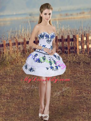 Superior Royal Blue Sleeveless Floor Length Embroidery and Bowknot Lace Up 15th Birthday Dress