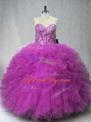 Sleeveless Beading and Ruffles Lace Up 15 Quinceanera Dress