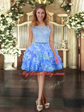 Organza Sleeveless Floor Length 15th Birthday Dress and Lace and Ruffled Layers