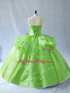 Fantastic Organza Lace Up 15th Birthday Dress Sleeveless Floor Length Appliques