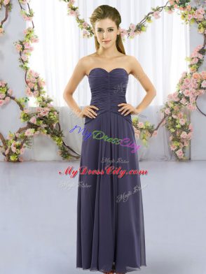 Sweetheart Sleeveless Lace Up Bridesmaids Dress Navy Blue Chiffon