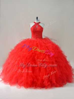 Sumptuous Sleeveless Beading and Ruffles Lace Up Vestidos de Quinceanera